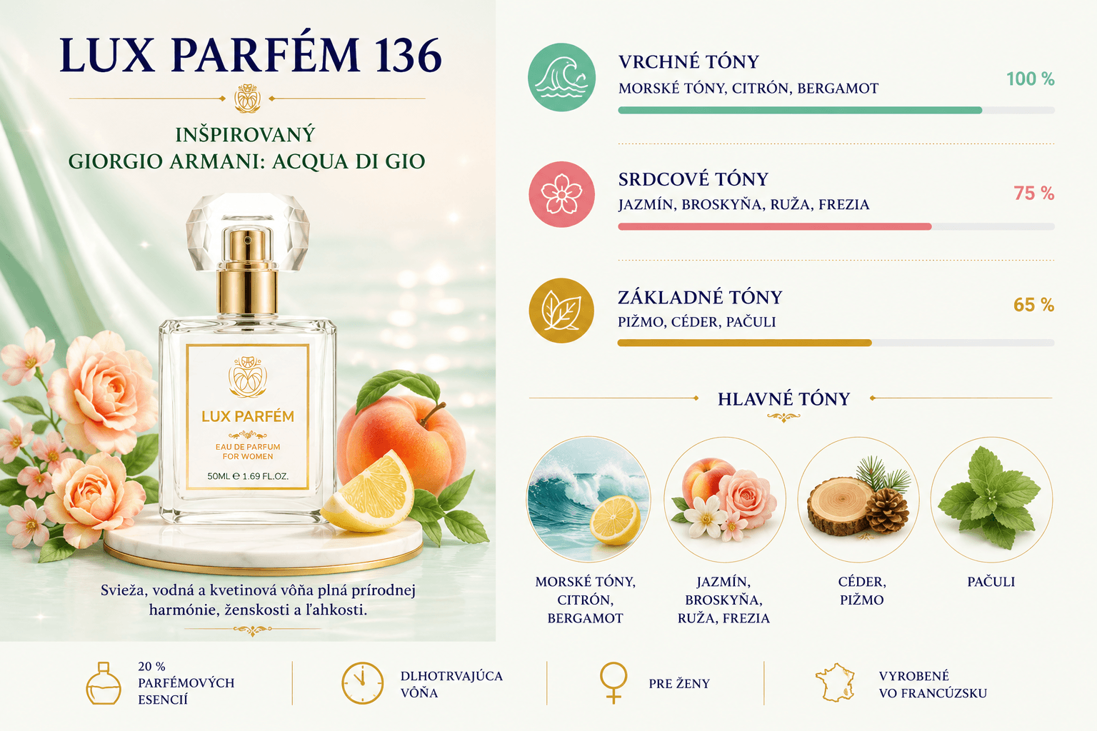Lux Parfém 136 – Inšpirovaný Giorgio Armani: Acqua di Gio